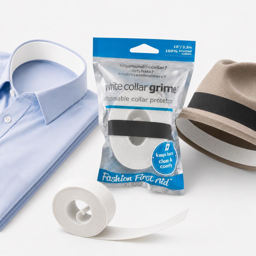 White Collar Grime: Disposable Cotton Hat and Collar Protector, White, 10 Ft