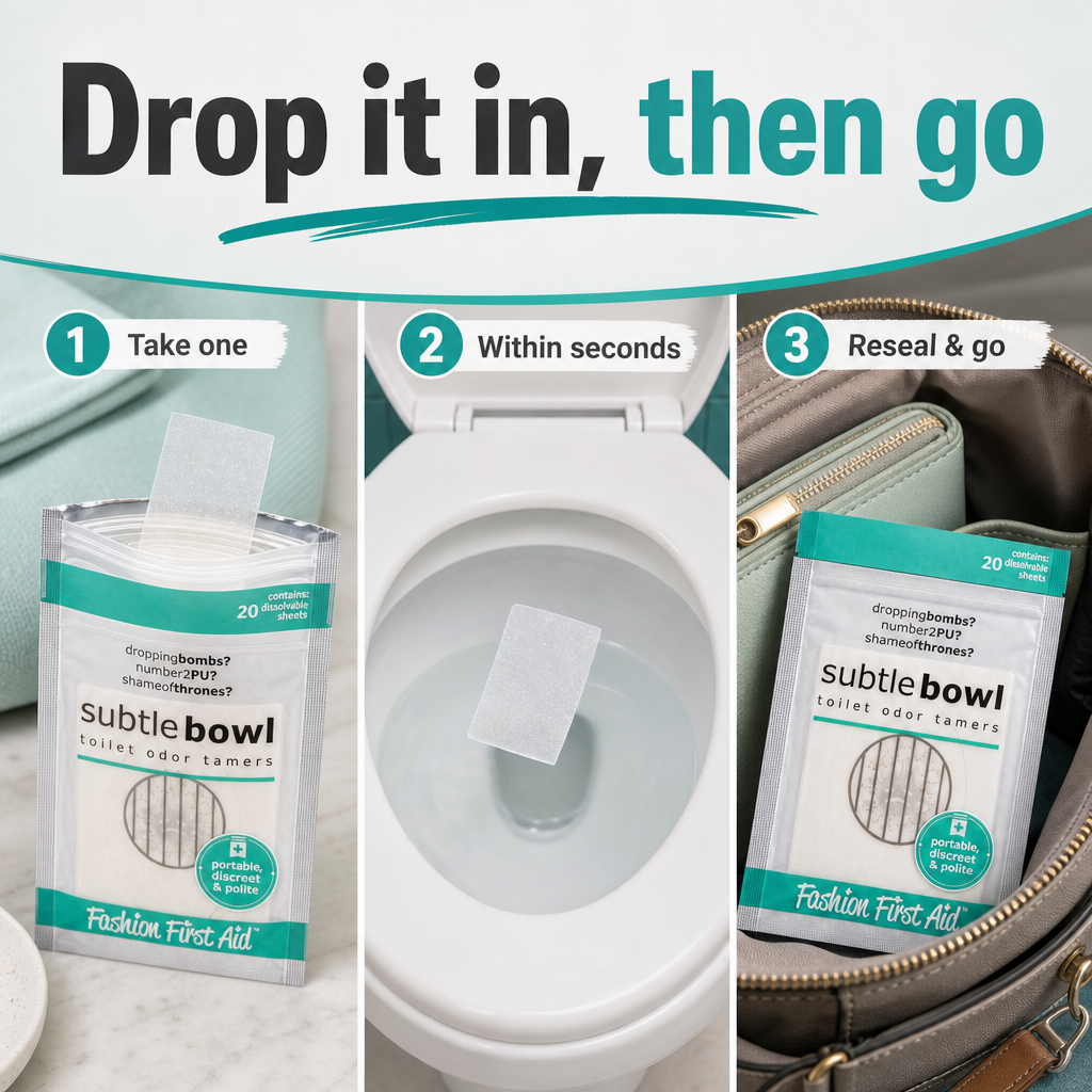 Subtle Bowl Toilet Odor Dissolving Sheets, Non-liquid for Travel, Mint