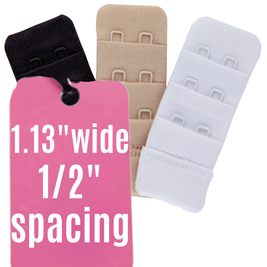 Brah! Extender: 2 & 3 Hook Bra Extender Strap, White/Beige/Black