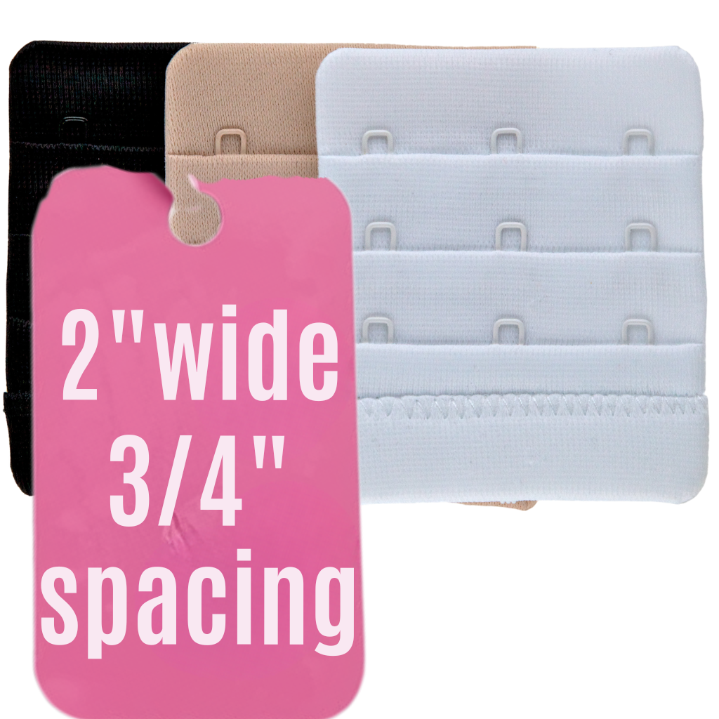 Brah! Extender: 2 & 3 Hook Bra Extender Strap, White/Beige/Black