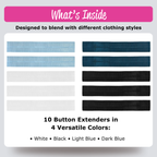 10 button extenders in 4 versatile colors