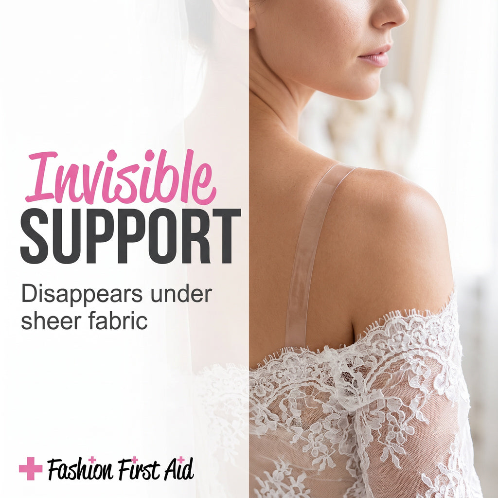 Clearly Gone Invisible Clear Bra Straps, Adjustable, Heavy Duty, Non-Slip
