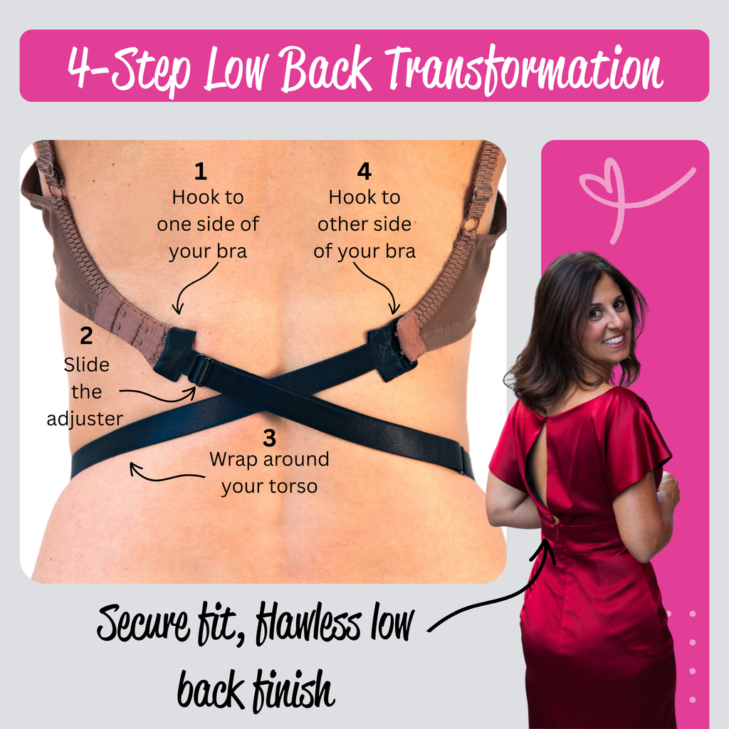 Low back bra converter compatible with most 2 hook bras