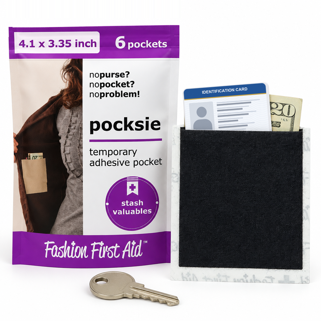 Pocksie Stick On Adhesive Pockets for Clothing, Boots, Bags, Festivals