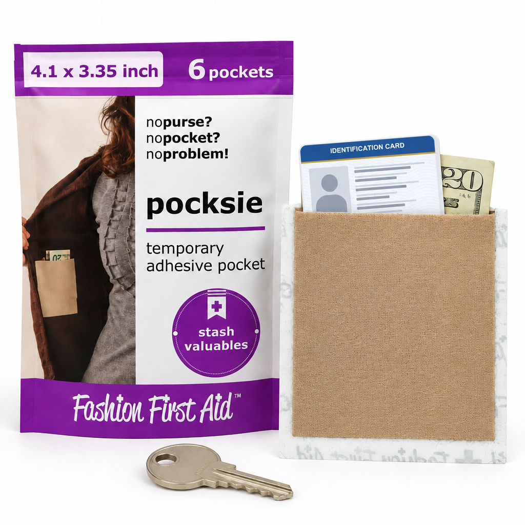 Pocksie Stick On Adhesive Pockets for Clothing, Boots, Bags, Festivals
