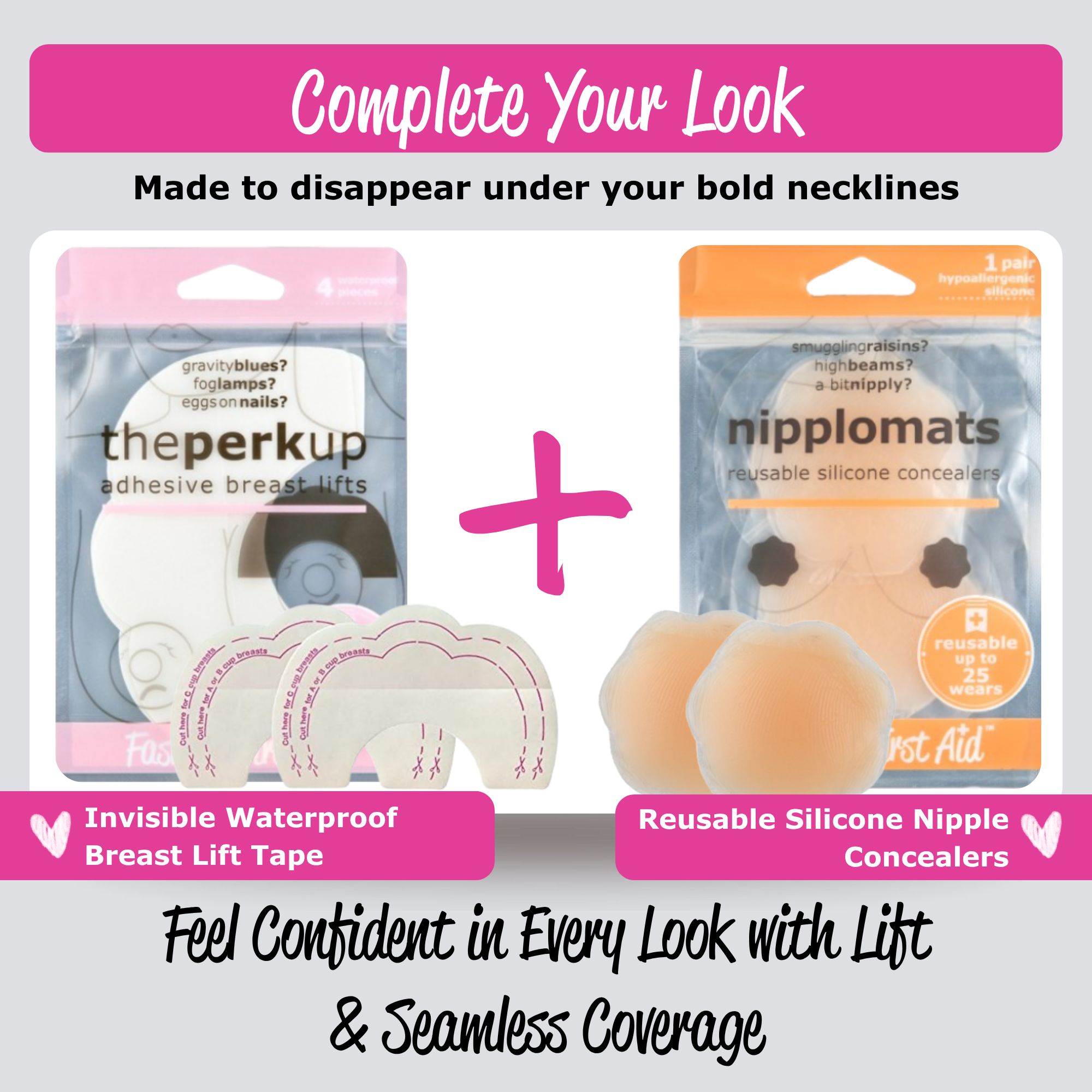 Breast lift tape with invisible support