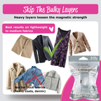 Magnetic clothing fasteners for lightweight fabrics