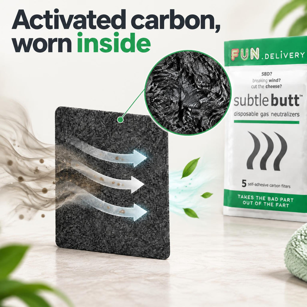 Subtle Butt Disposable Flatulence Odor Pads, Charcoal for Farts, 5 Count
