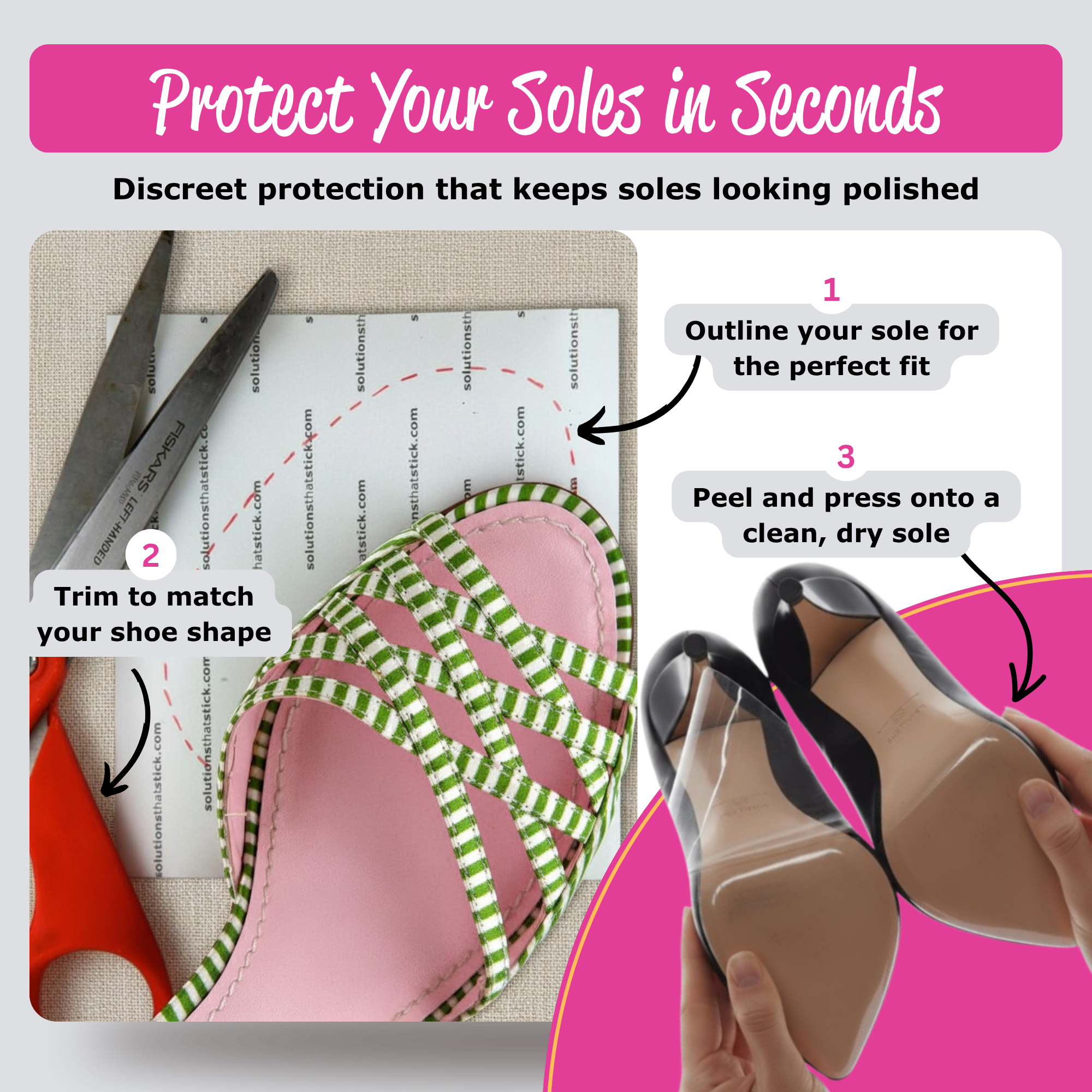 Trim-to-fit shoe sole protector stickers