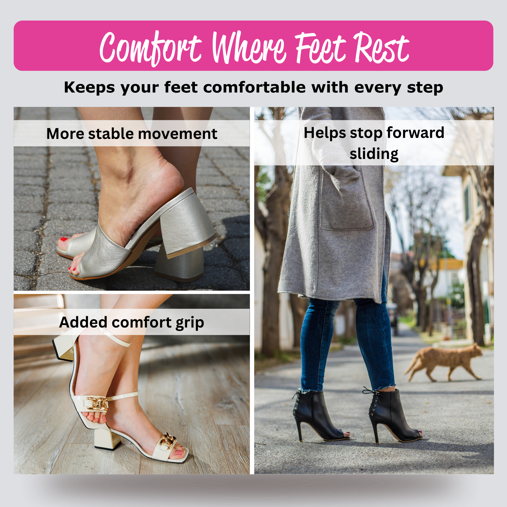 Clear shoe sole grip pads for slippery shoes