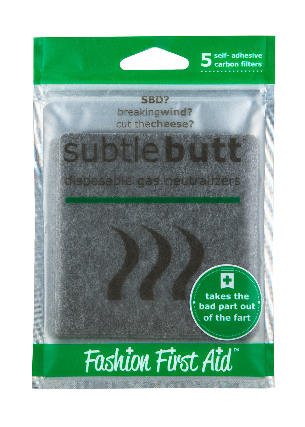 Subtle Butt: disposable or reusable gas neutralizers