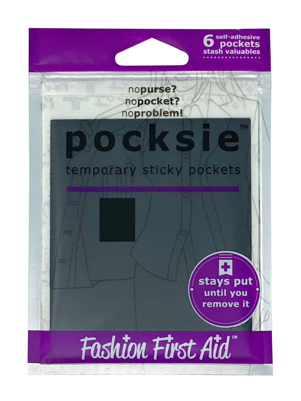 Pocksie Stick On Adhesive Pockets for Clothing, Boots, Bags, Festivals
