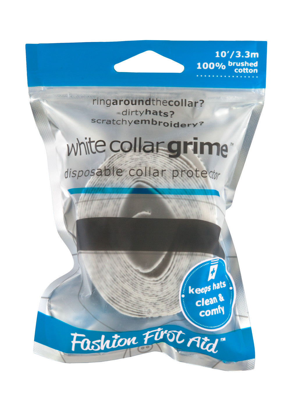 White Collar Grime- prevent collar stains and stop scratchy fabric
